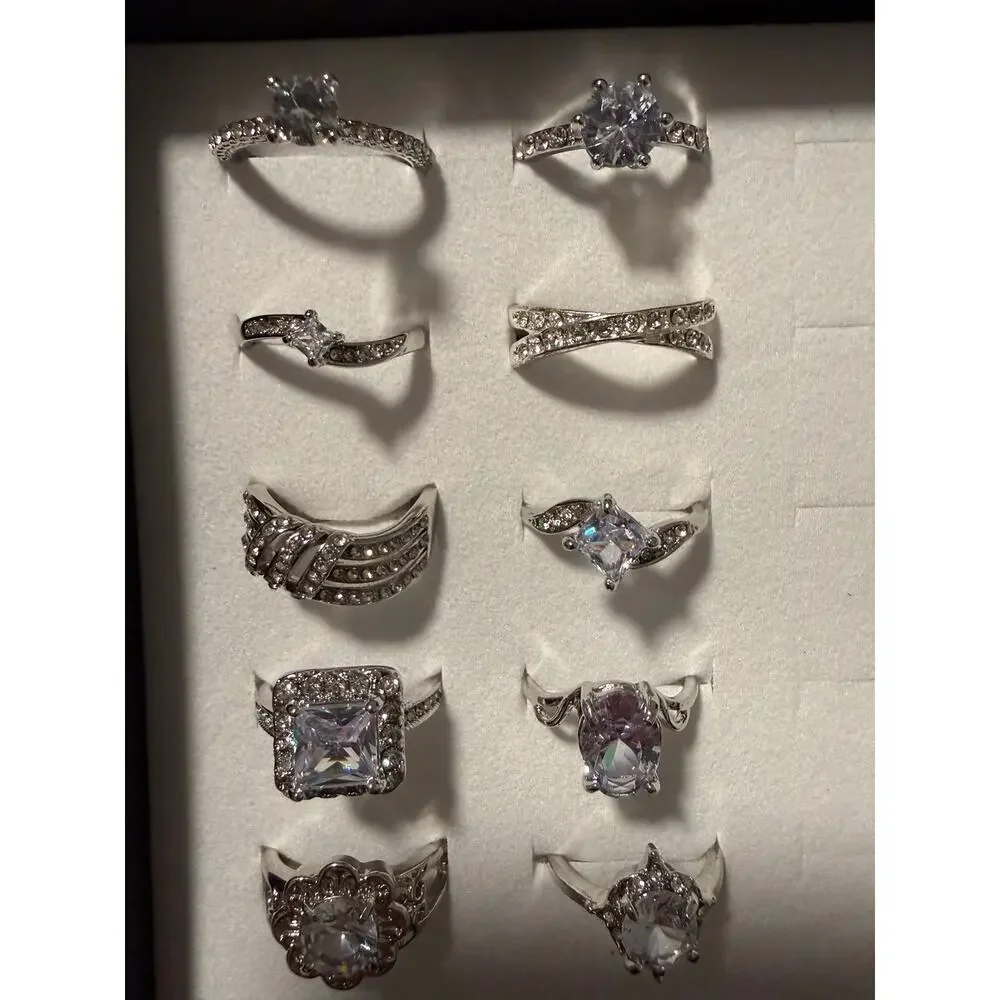 Bundle Silver Tone Beautiful Costume Rings